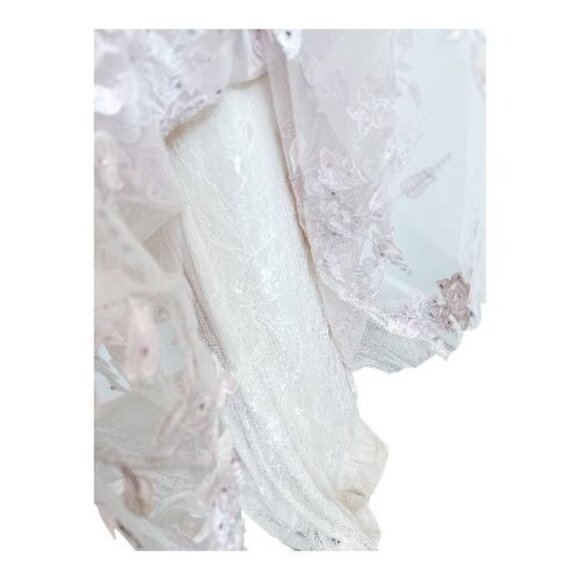 NWT MAC DUGGAL 70224 Pink Floral Applique Long Sleeve Illusion Gown Pink Size 8 - Picture 12 of 15